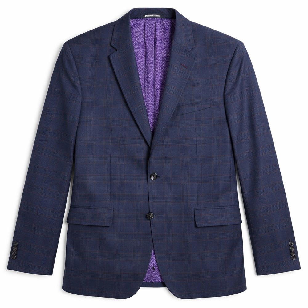 Ted Baker Endurance Mens Blue Plaid Two Button Blazer Sport Coat Made in Canada